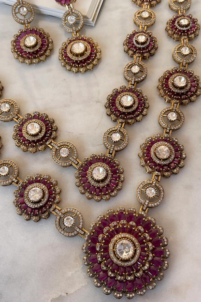 Designer Pink Necklace & Earring Set 
