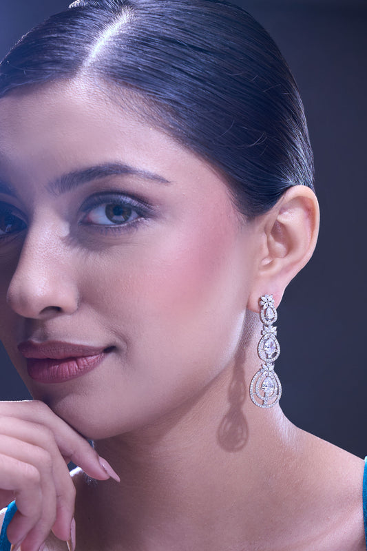 White American Diamond Earrings 