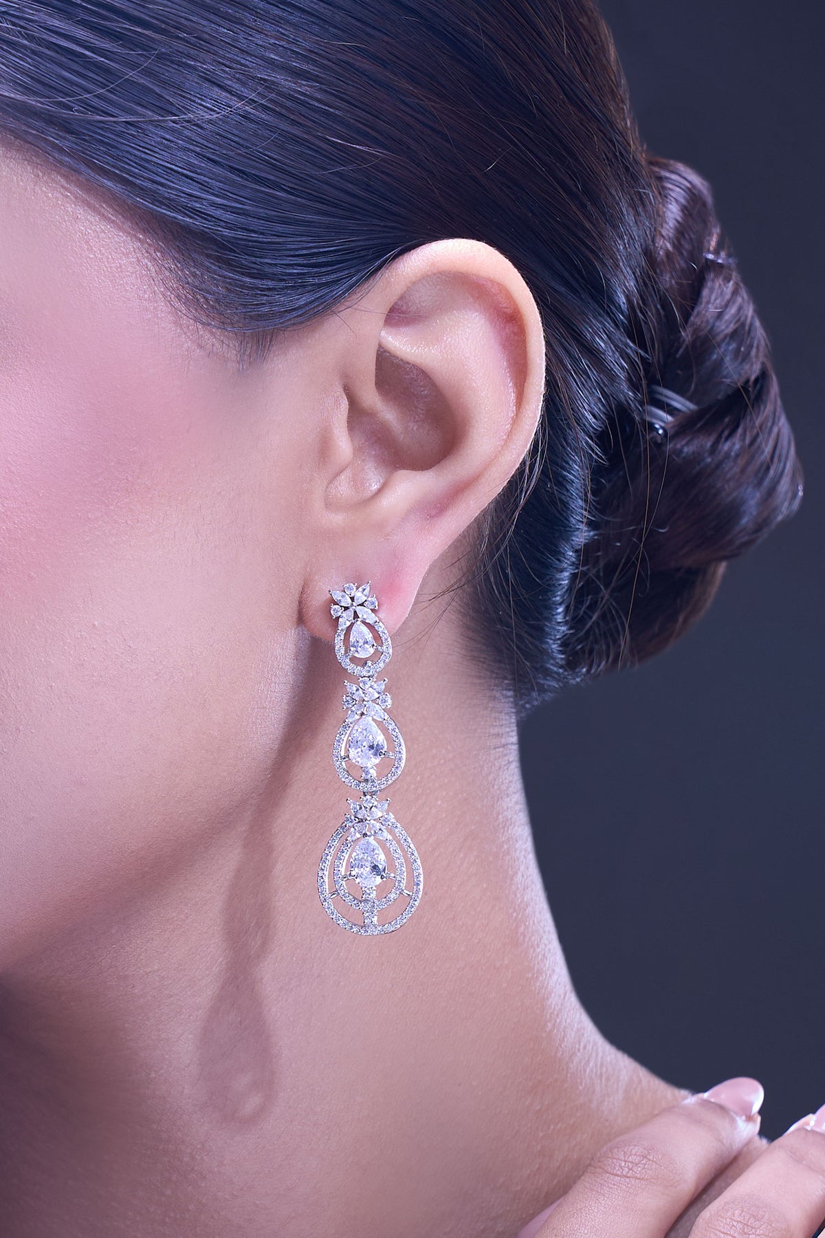White American Diamond Earrings 