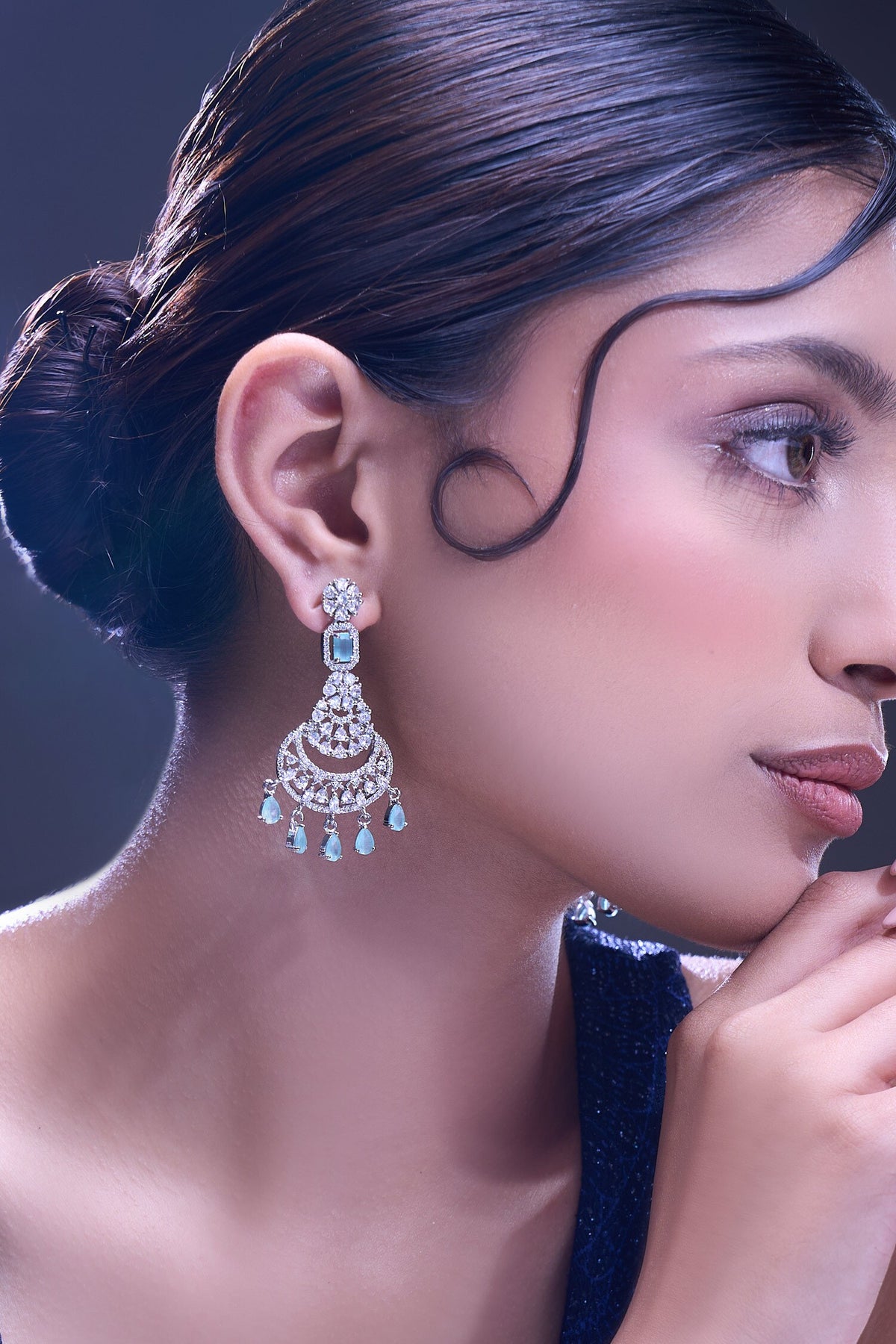 Aqua American Diamond Earrings 
