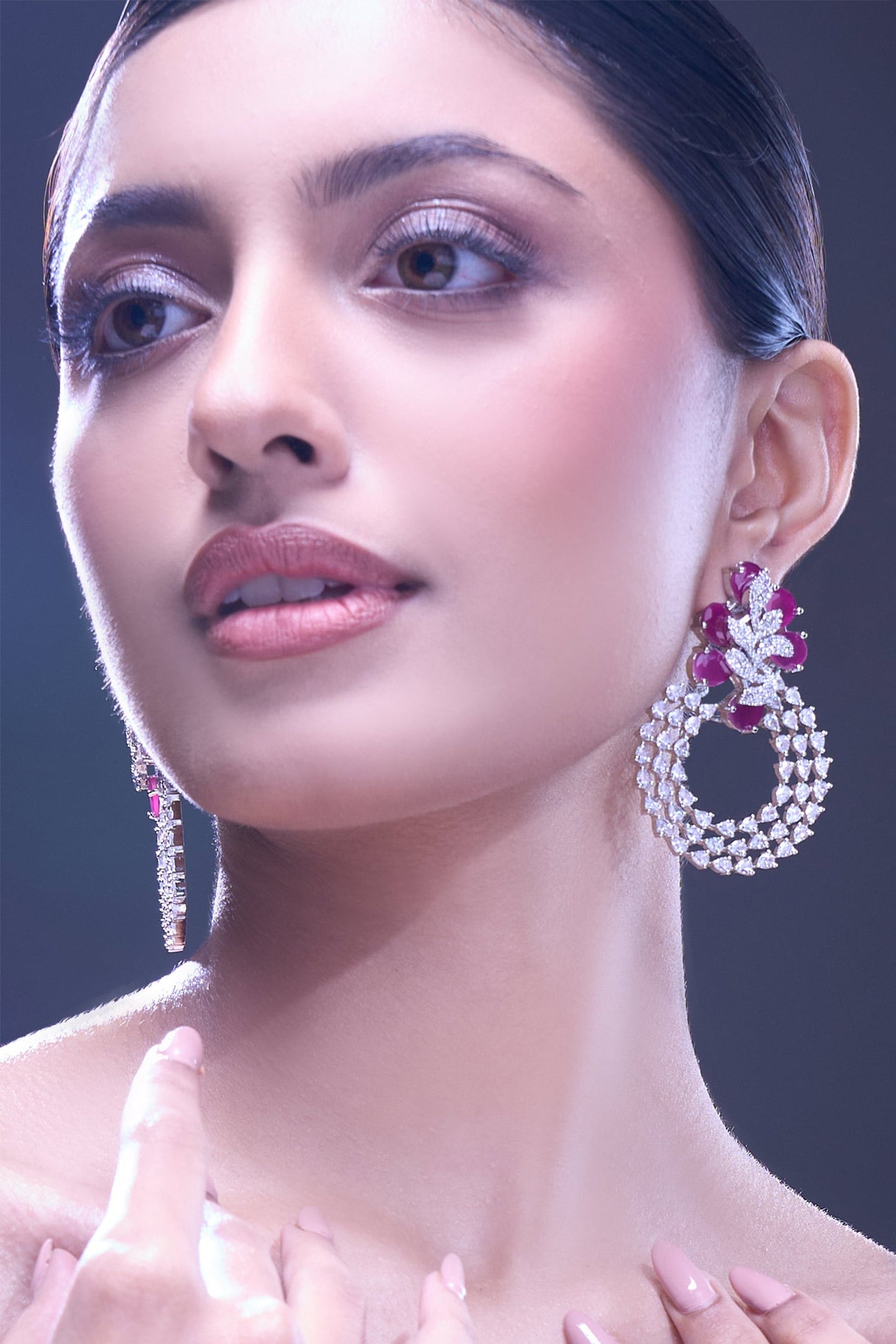 Ruby American Diamond Earrings 