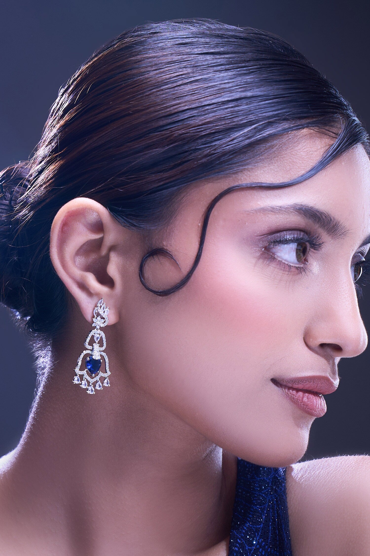 Blue American Diamond Earrings 