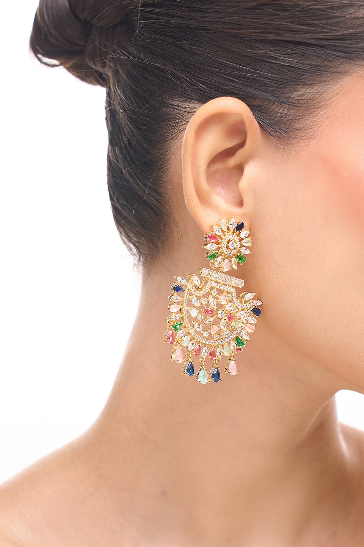 Multi Color American Diamond Earrings 