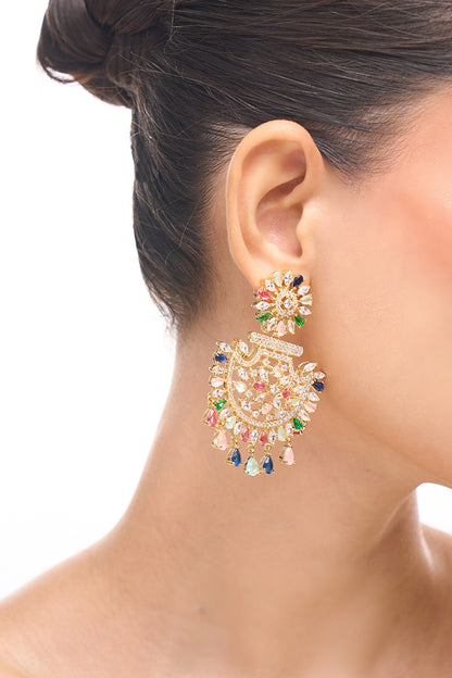 Multi Color American Diamond Earrings 
