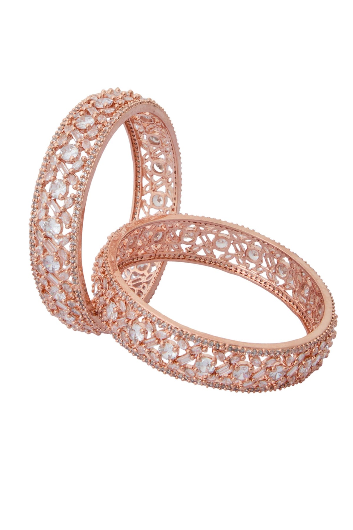 Rose Gold American Diamond Bangles Set 