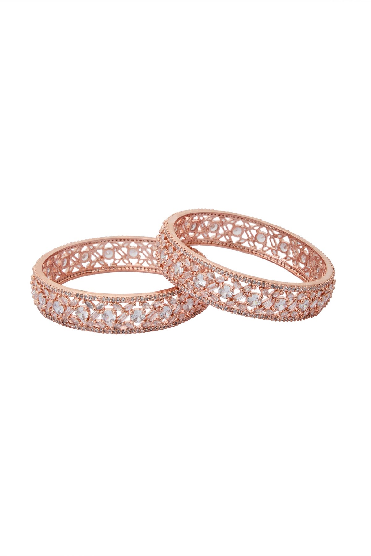Rose Gold American Diamond Bangles Set 