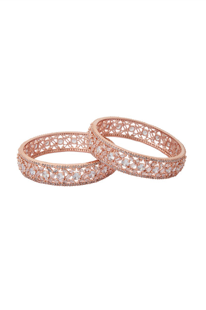 Rose Gold American Diamond Bangles Set 