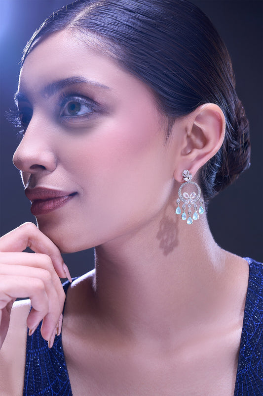 Aqua American Diamond Earrings 