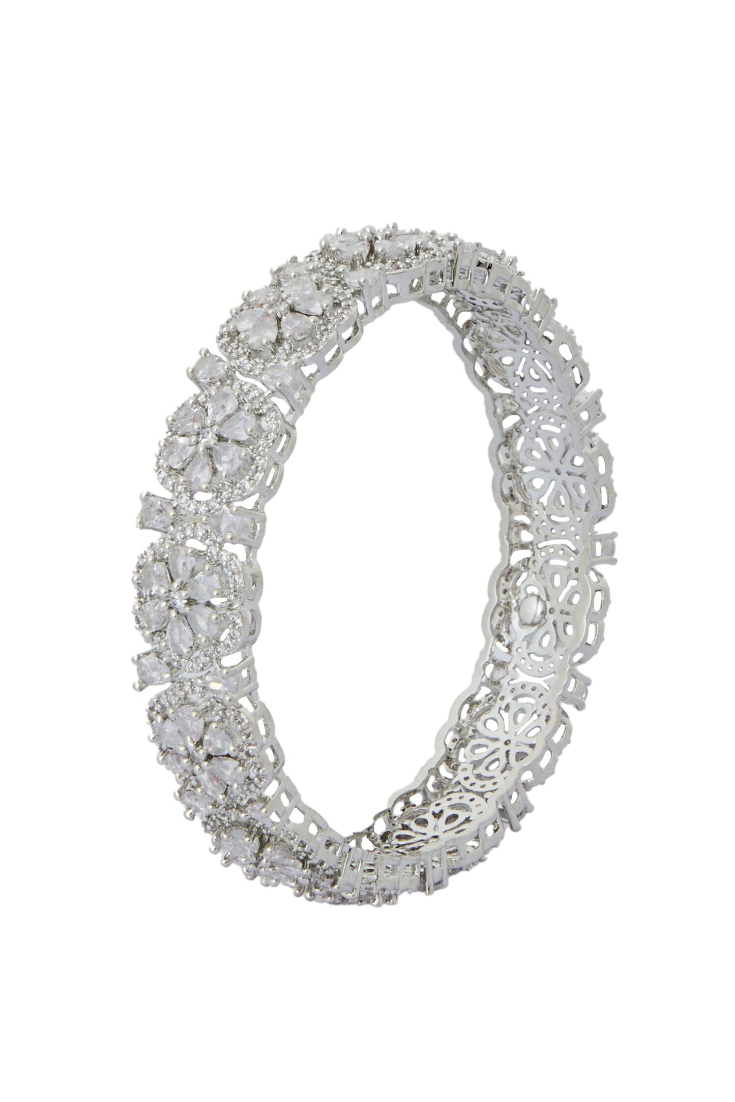 Silver American Diamond Bangles Set 