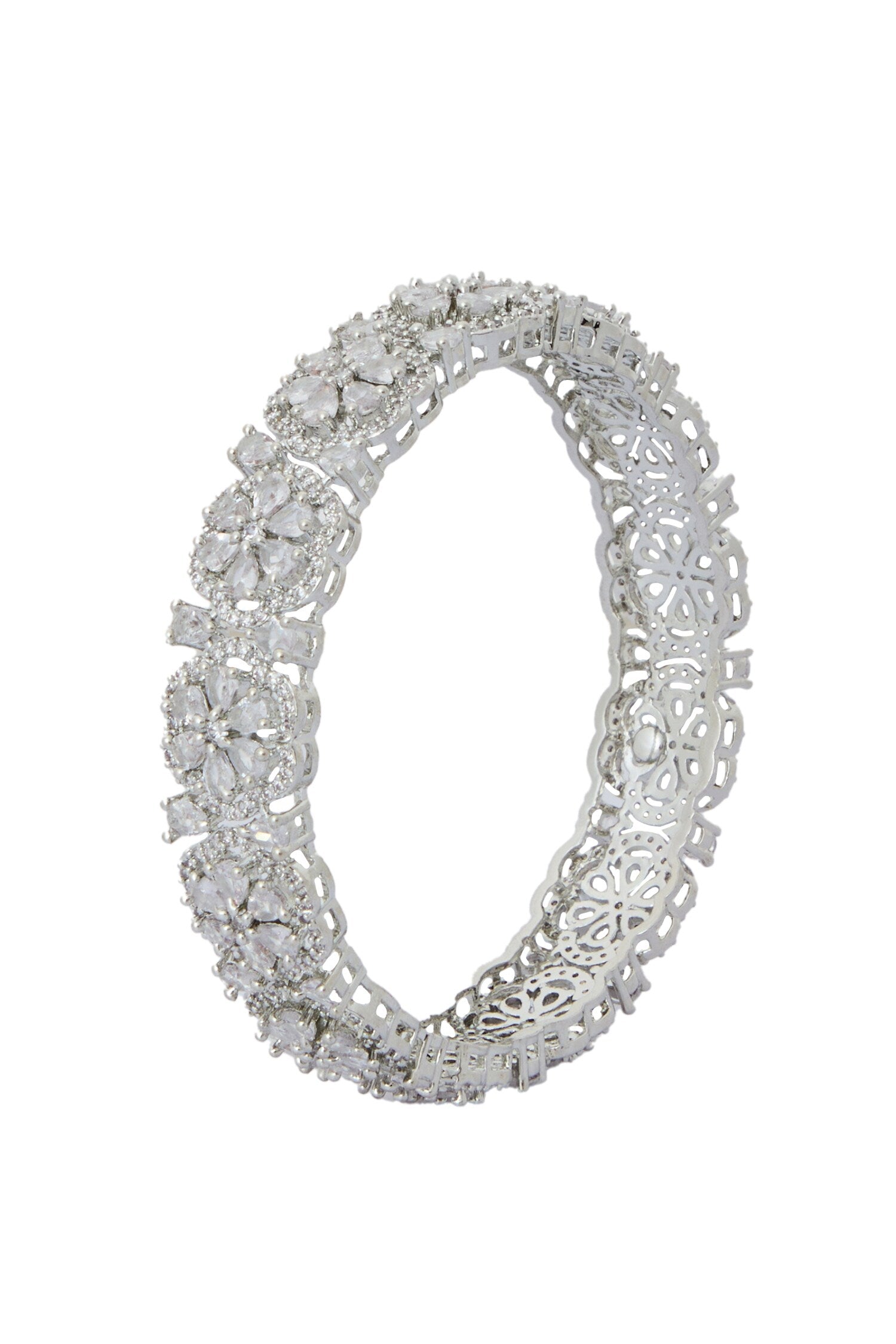 Silver American Diamond Bangles Set 