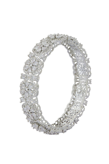 Silver American Diamond Bangles Set 