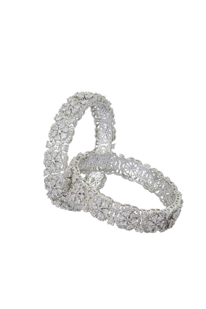 Silver American Diamond Bangles Set 