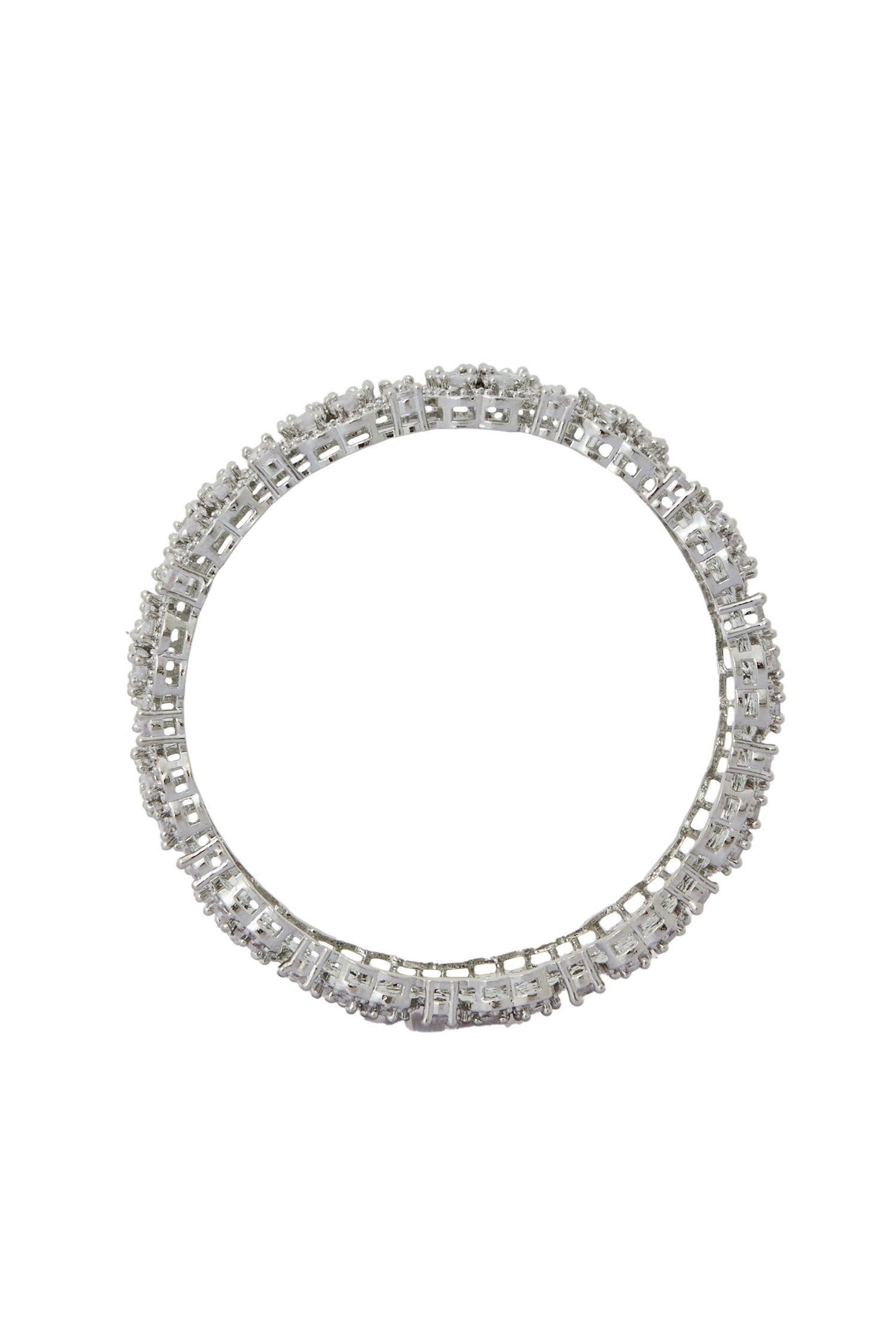 Silver American Diamond Bangles Set 