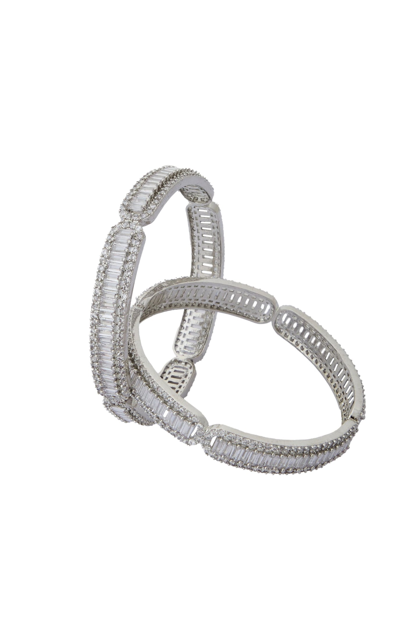 Silver American Diamond Bangles Set 