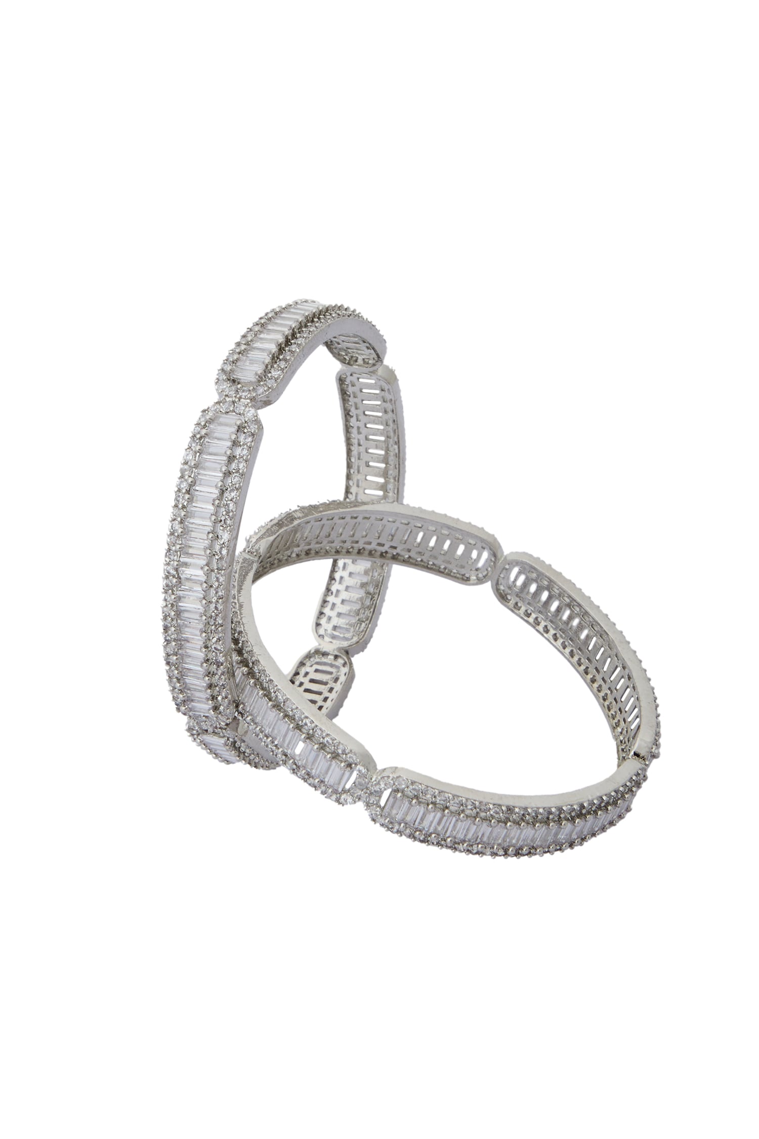 Silver American Diamond Bangles Set 