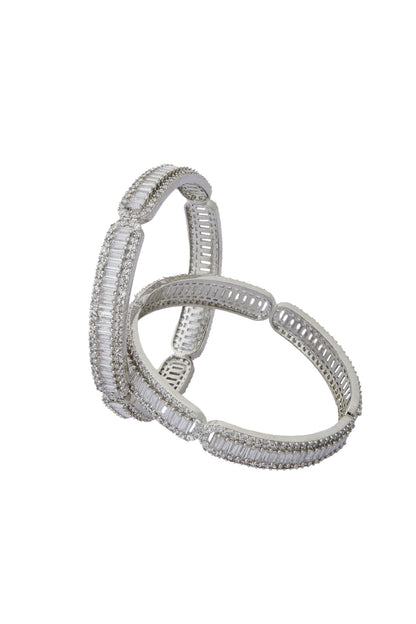 Silver American Diamond Bangles Set 