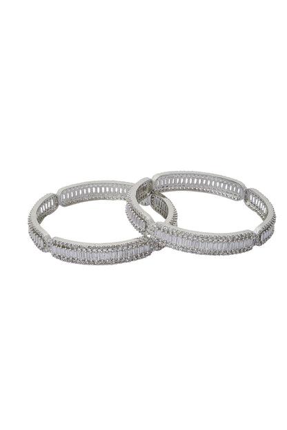 Silver American Diamond Bangles Set 