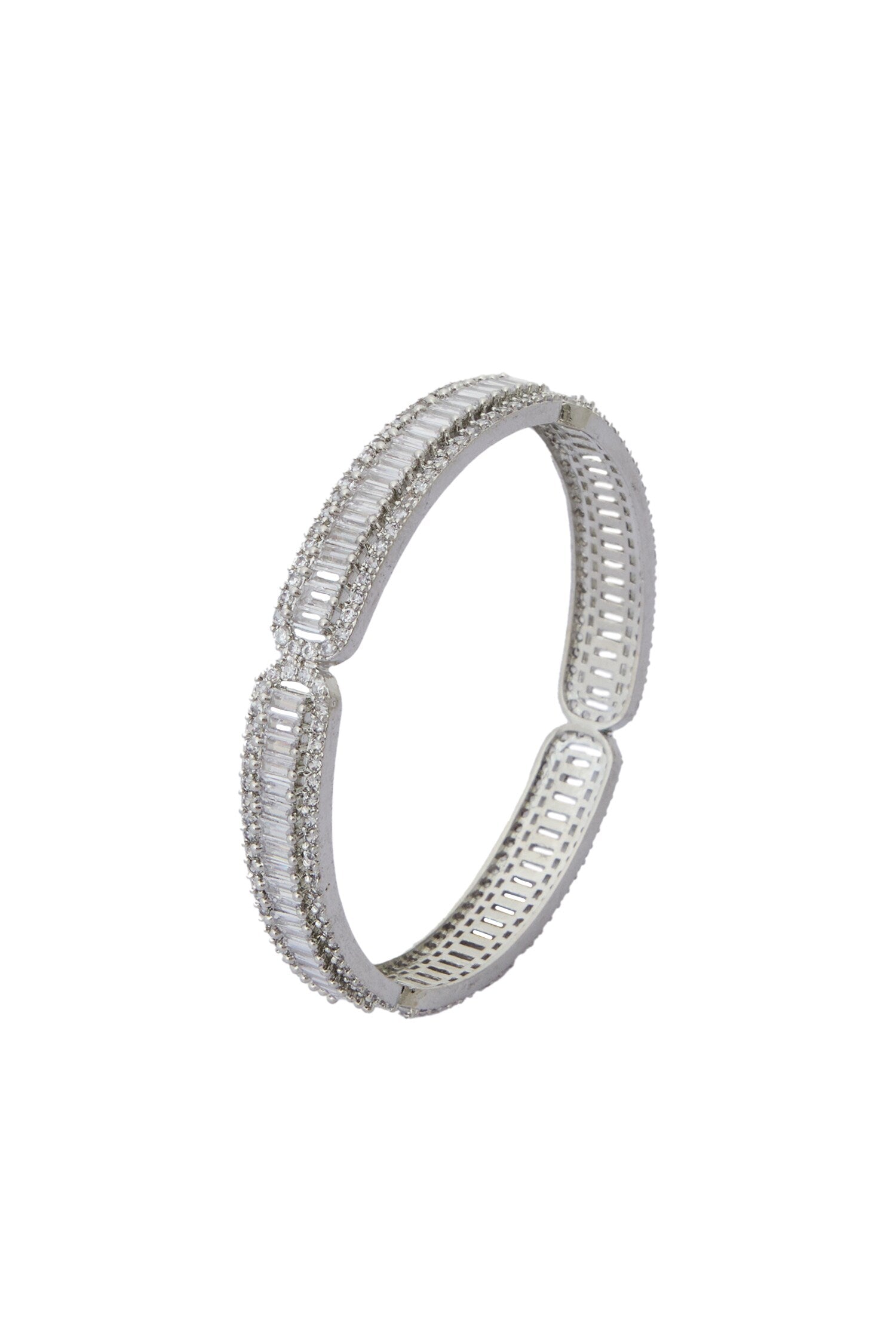 Silver American Diamond Bangles Set 