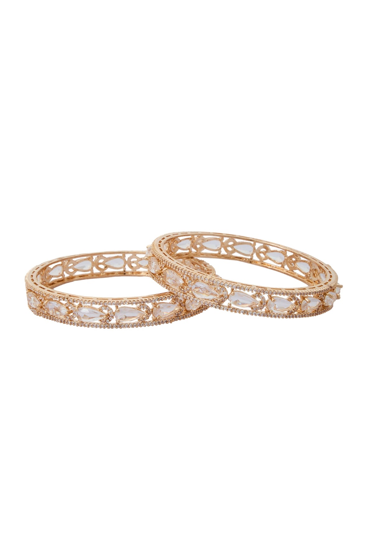 Gold & White American Diamond Bangles 
