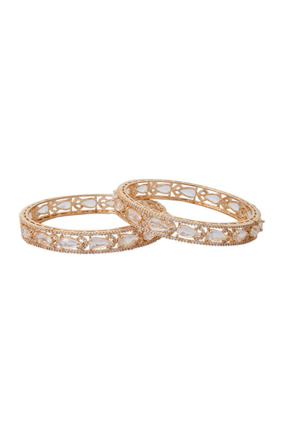 Gold & White American Diamond Bangles 