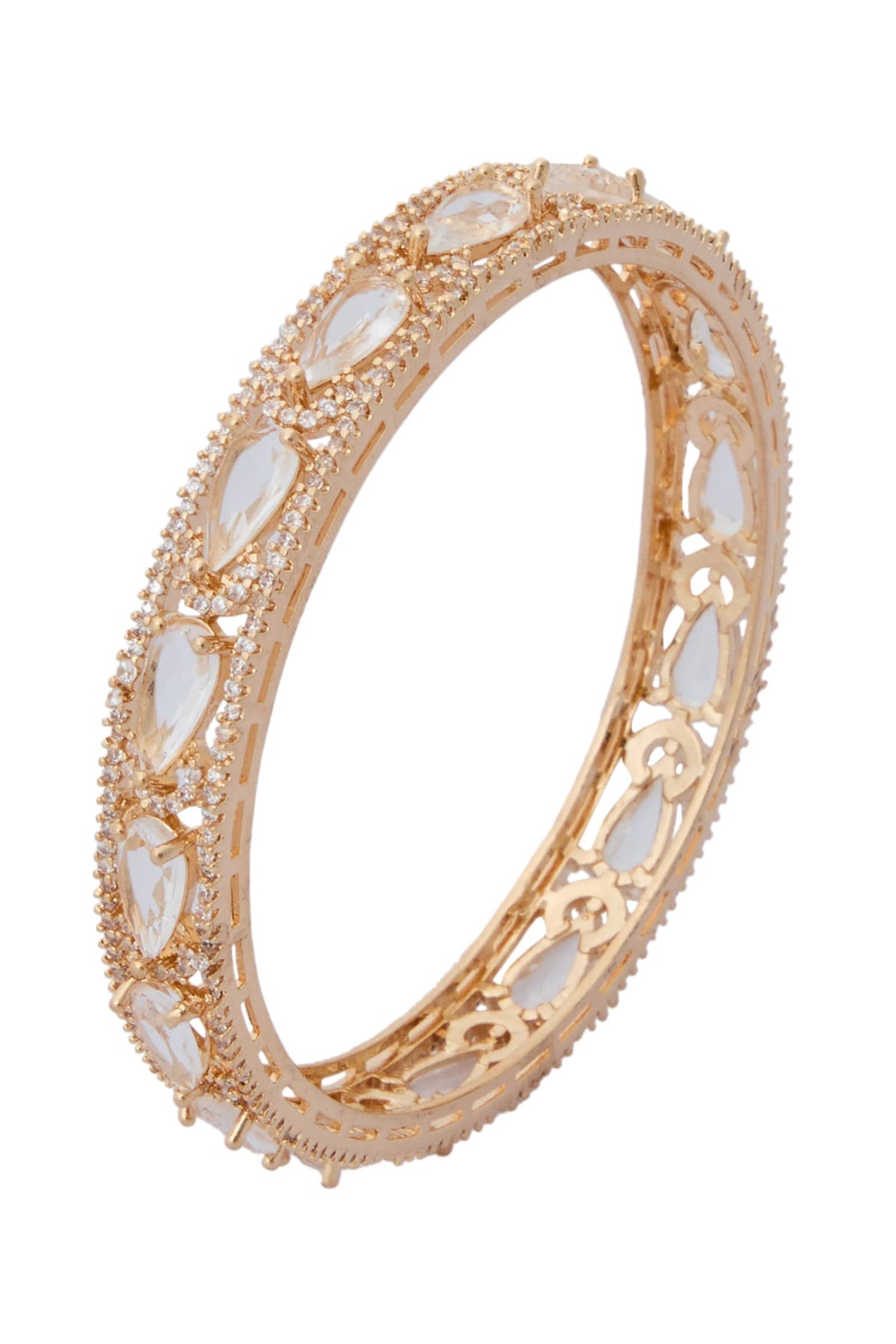 Gold & White American Diamond Bangles 