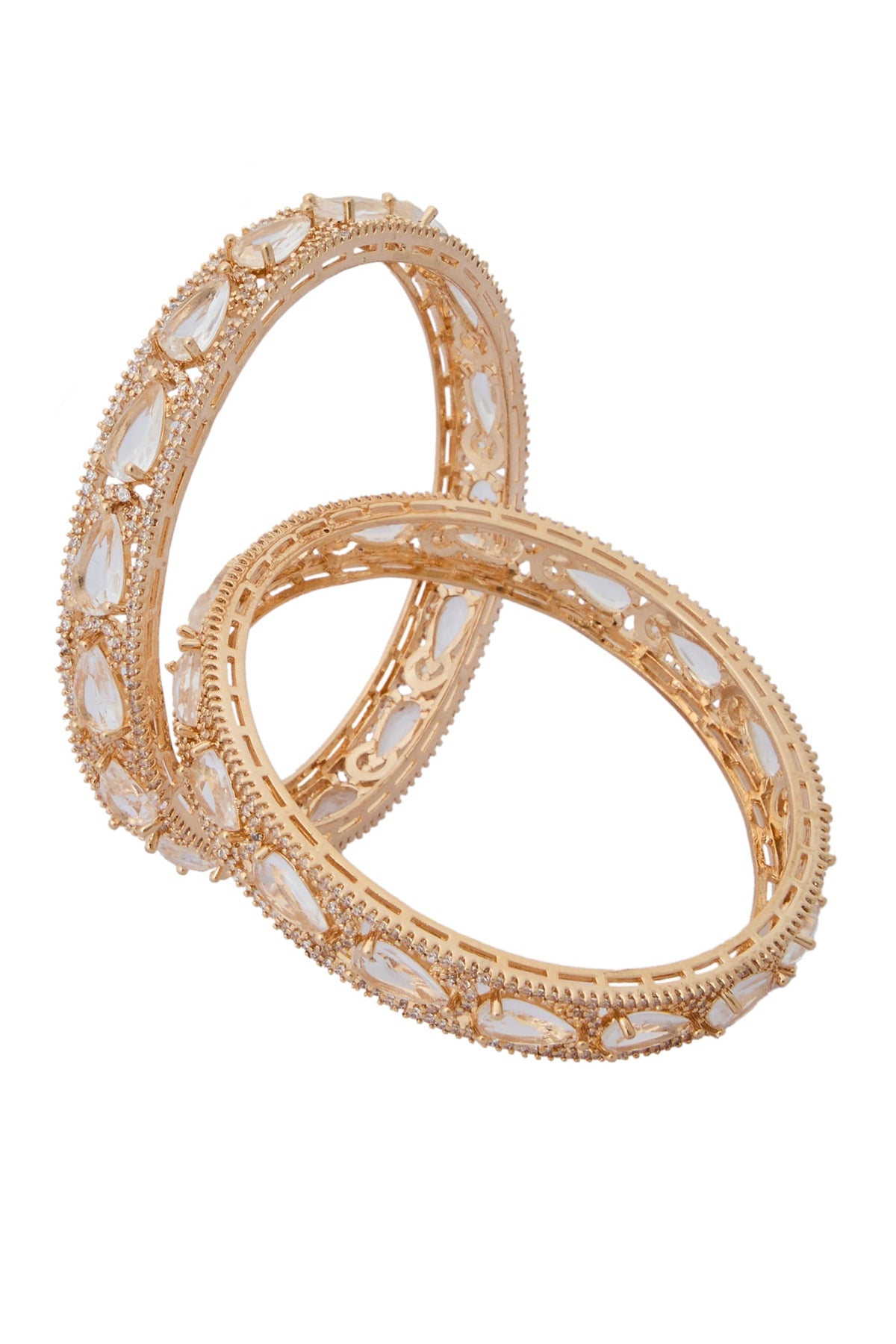 Gold & White American Diamond Bangles 