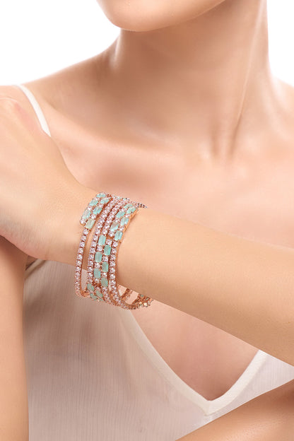 Rose Gold Aqua Bangles Set of 4 