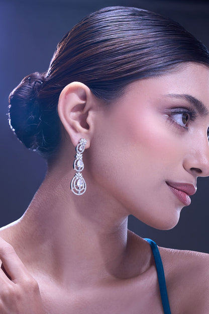 White American Diamond Earrings 