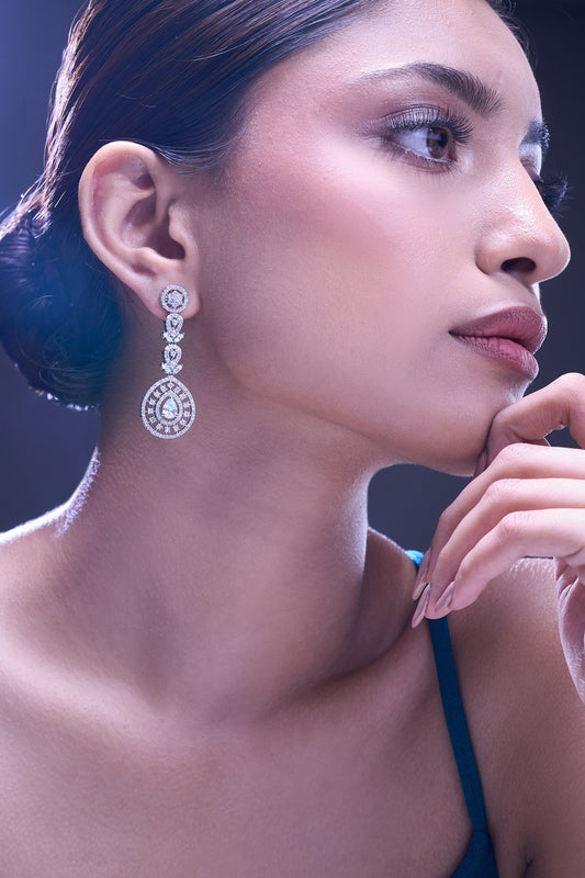 White American Diamond Earrings 