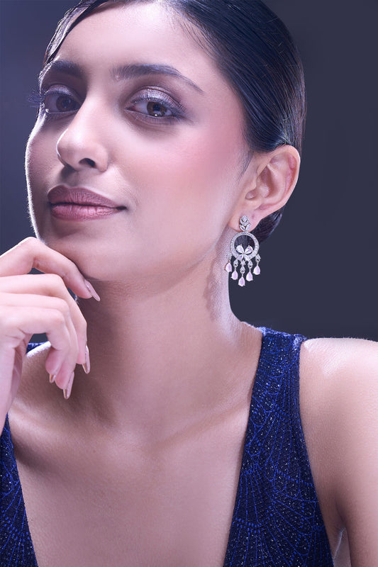 Pink American Diamond Earrings 
