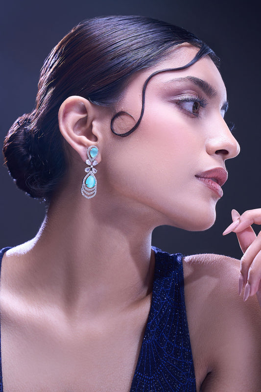 Aqua American Diamond Earrings 
