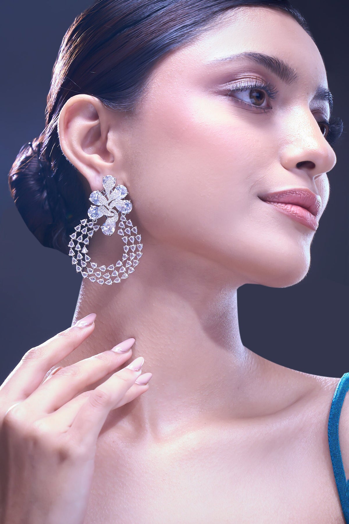 White American Diamond Earrings 