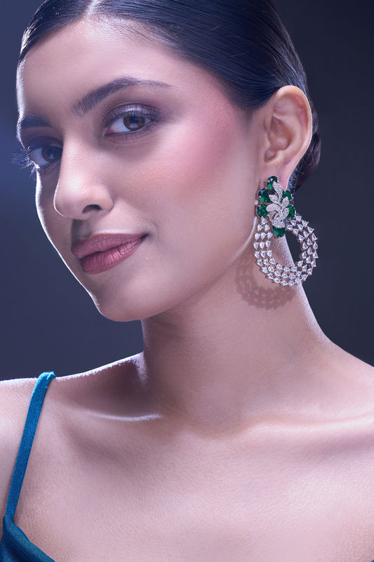 Green American Diamond Earrings 