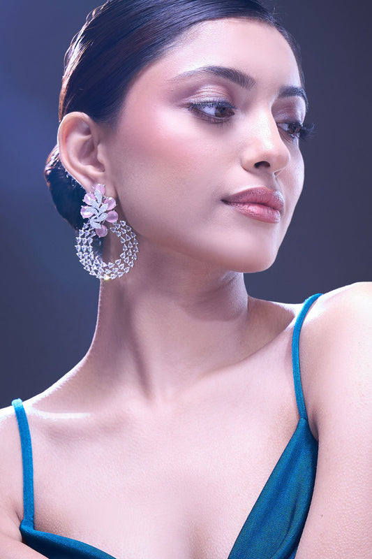 Pink American Diamond Earrings 