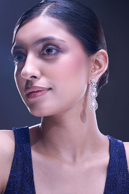 Pink American Diamond Earrings 