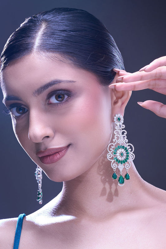 Green American Diamond Earrings 