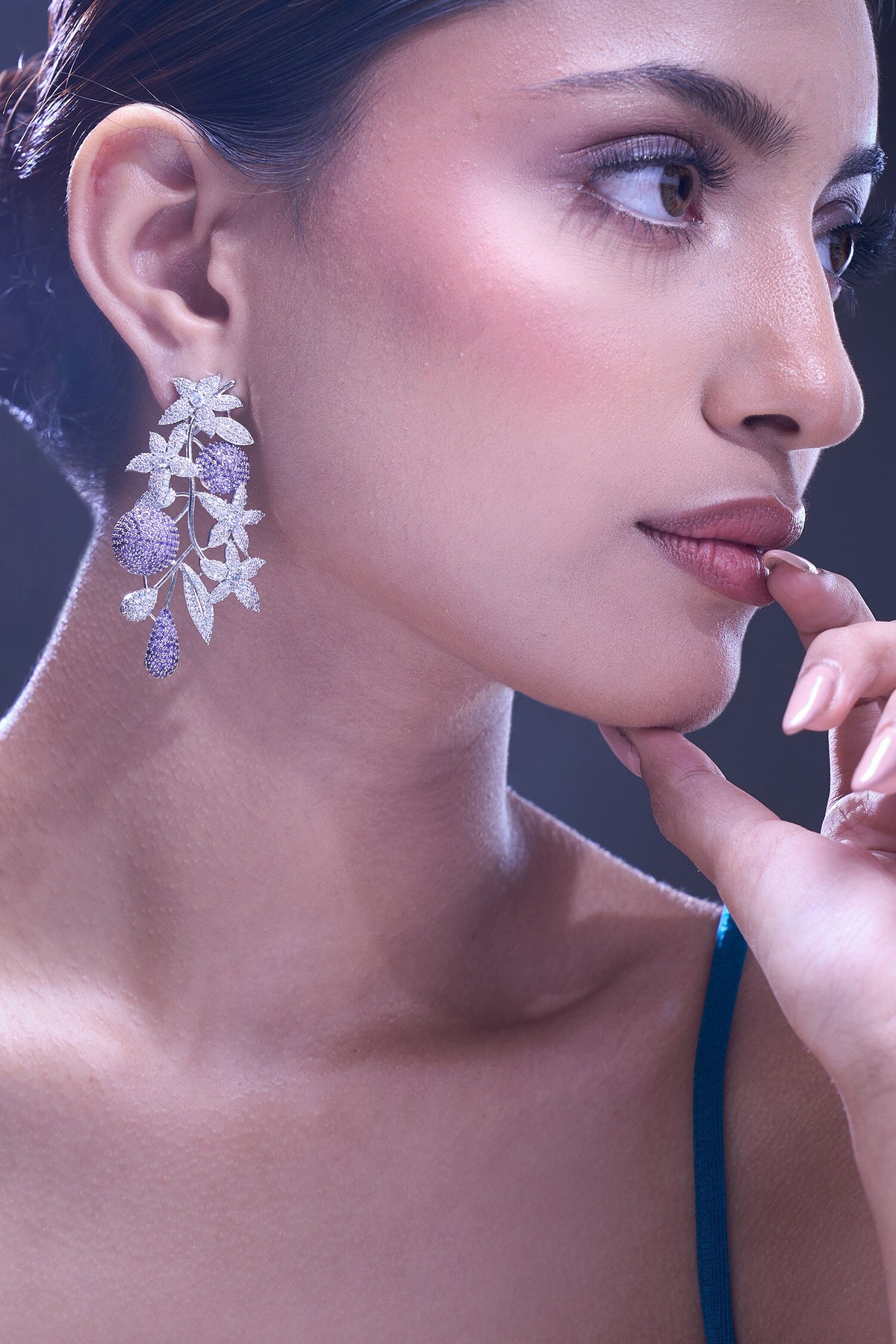 Violet American Diamond Earrings 