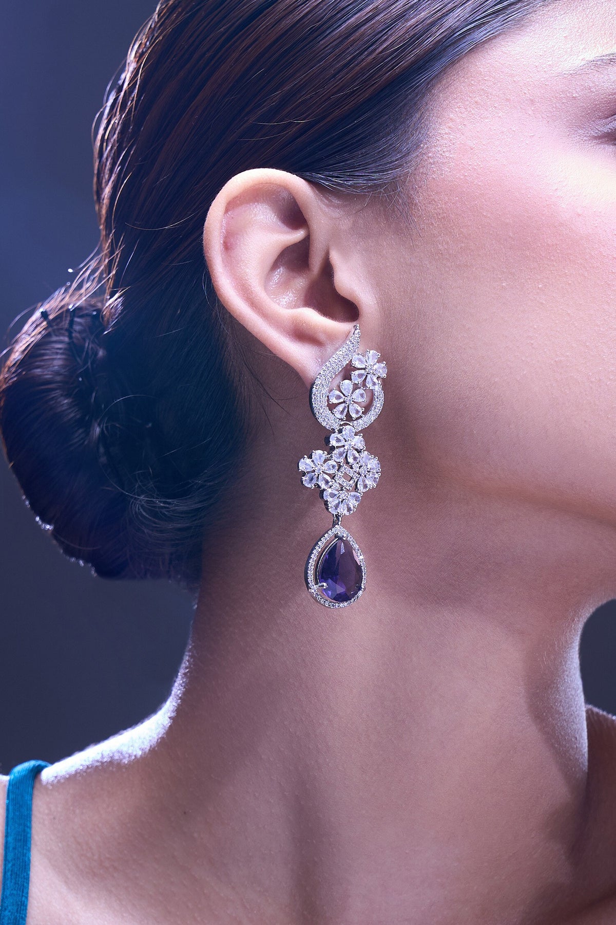 Violet American Diamond Earrings 
