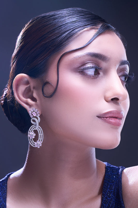 Pink American Diamond Earrings 