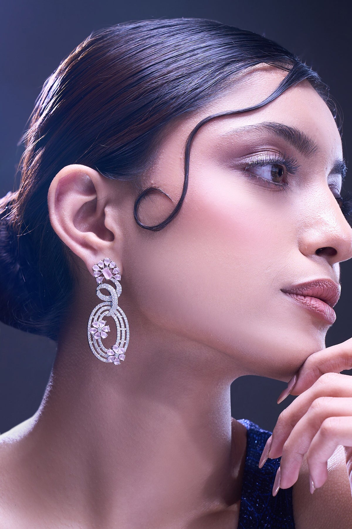 Pink American Diamond Earrings 
