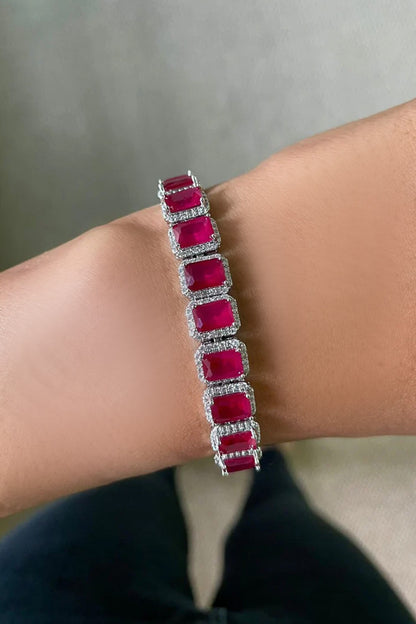 Yanam Ruby Diamonte Necklace Set 