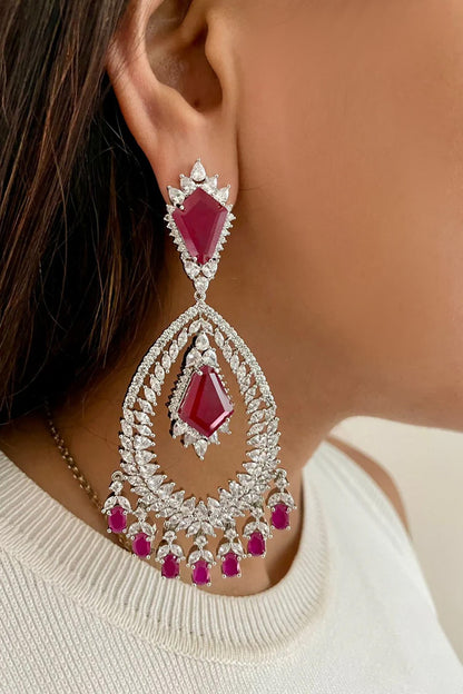 Yanam Ruby Diamonte Necklace Set 