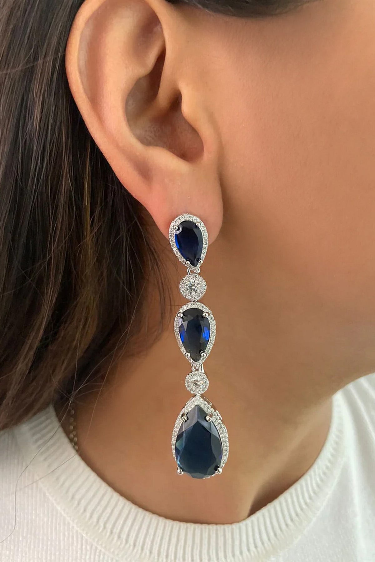 Sapphire Stone Infinity Necklace Set 
