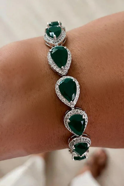 Emerald Stone Infinity Necklace Set 