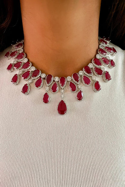 Ruby Infinity Necklace Set 