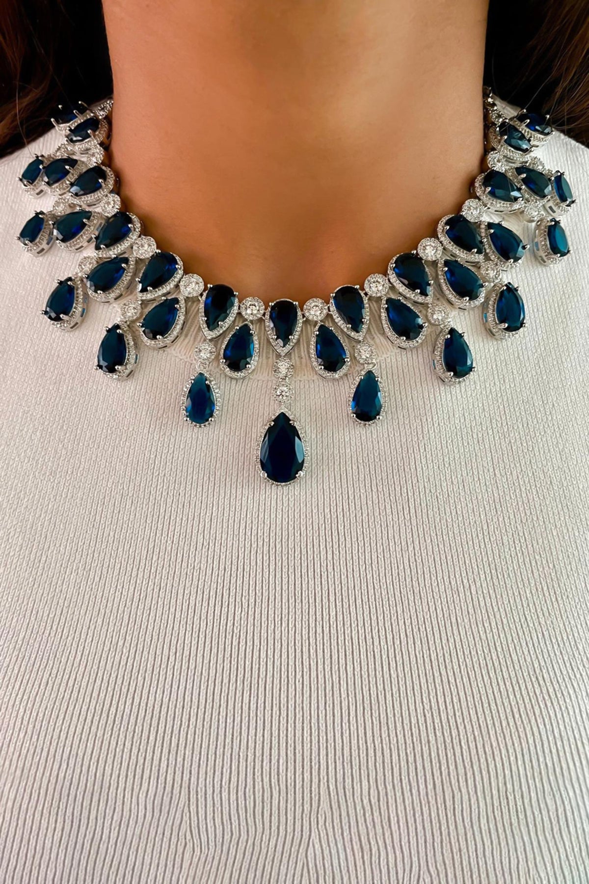 Sapphire Infinity Necklace Set 