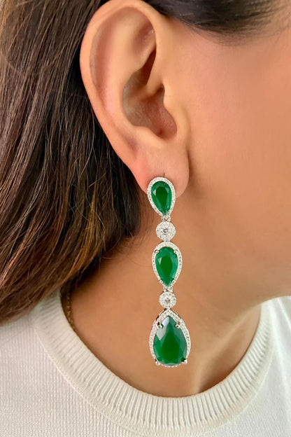 Emerald Diamond Stones Infinity Necklace Set 