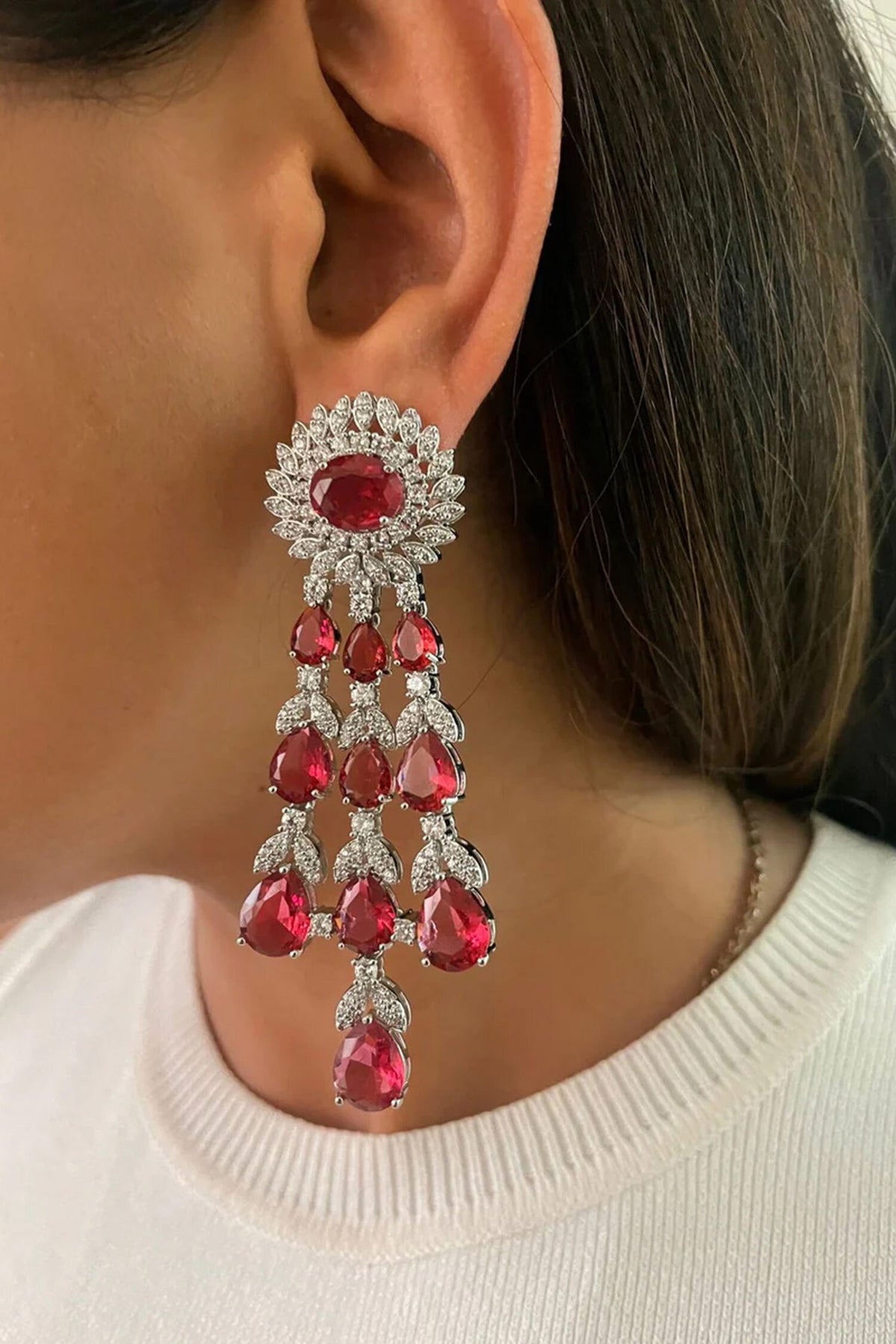 Deena Ruby Diamond Stones Necklace Set 
