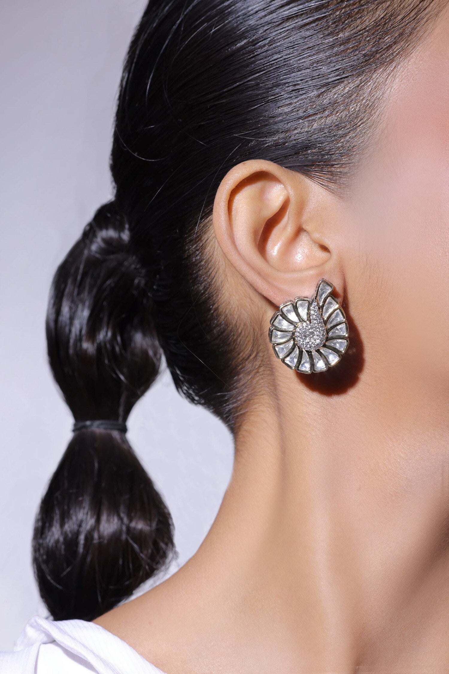 Designer White Stud Earrings 