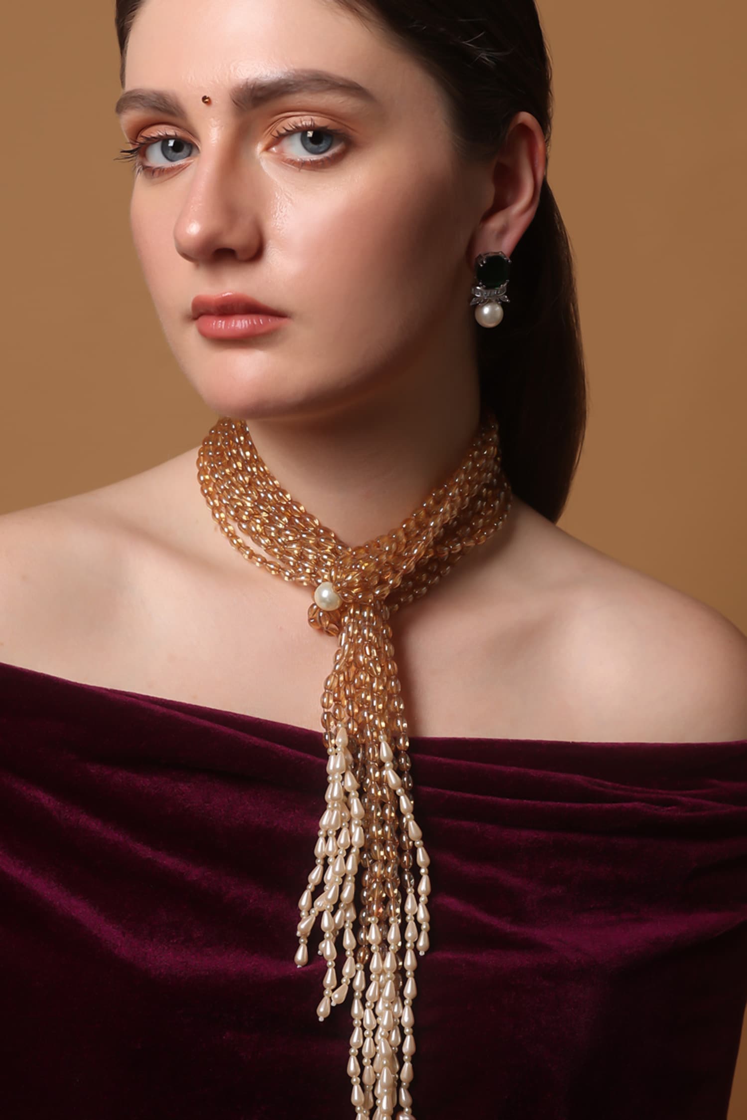 Gold-Plated Pearl Strand Necklace 
